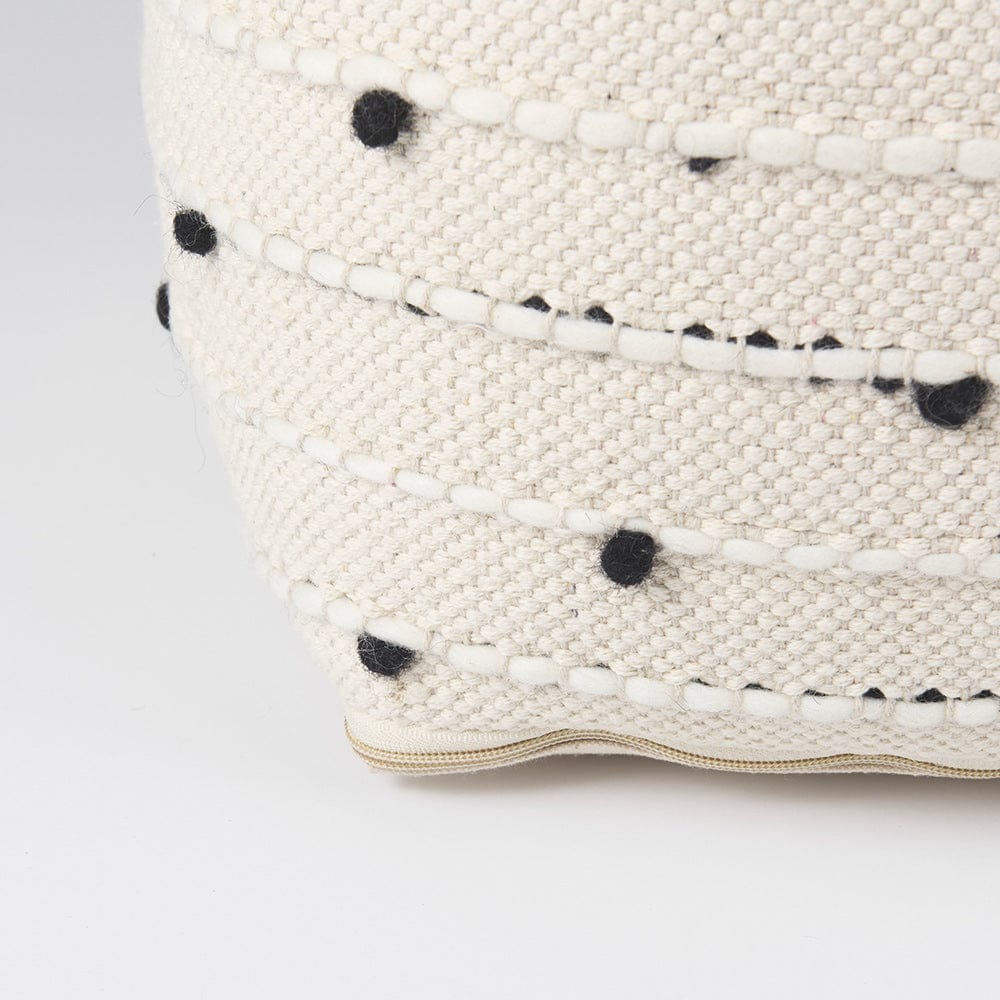 Mercana - Amaira 16.0L x 16.0W x 16.0H Cream/Black/White patterned Wool and Cotton Pouf - 69506 view 7