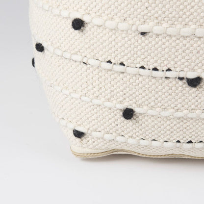 Mercana - Amaira 16.0L x 16.0W x 16.0H Cream/Black/White patterned Wool and Cotton Pouf - 69506 view 7