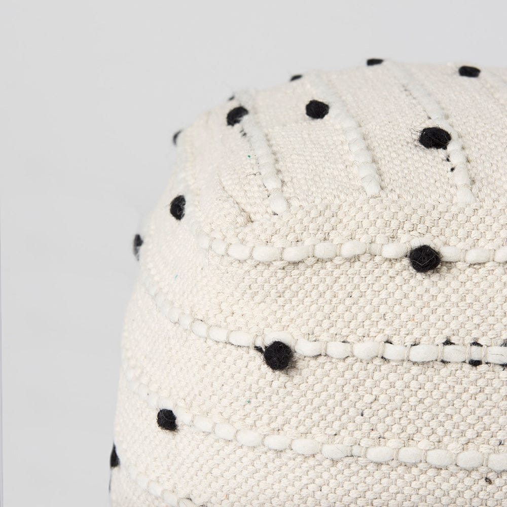 Mercana - Amaira 16.0L x 16.0W x 16.0H Cream/Black/White patterned Wool and Cotton Pouf - 69506 view 9
