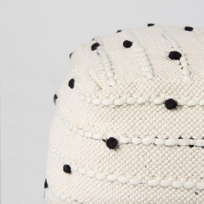 Mercana - Amaira 16.0L x 16.0W x 16.0H Cream/Black/White patterned Wool and Cotton Pouf - 69506 view 9