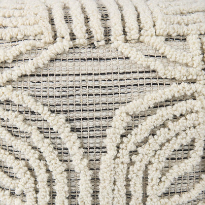 Mercana - Amaya 16.0L x 16.0W x 16.0H Cream/Black/Gray Wool and Cotton Pouf - 69507 view 7