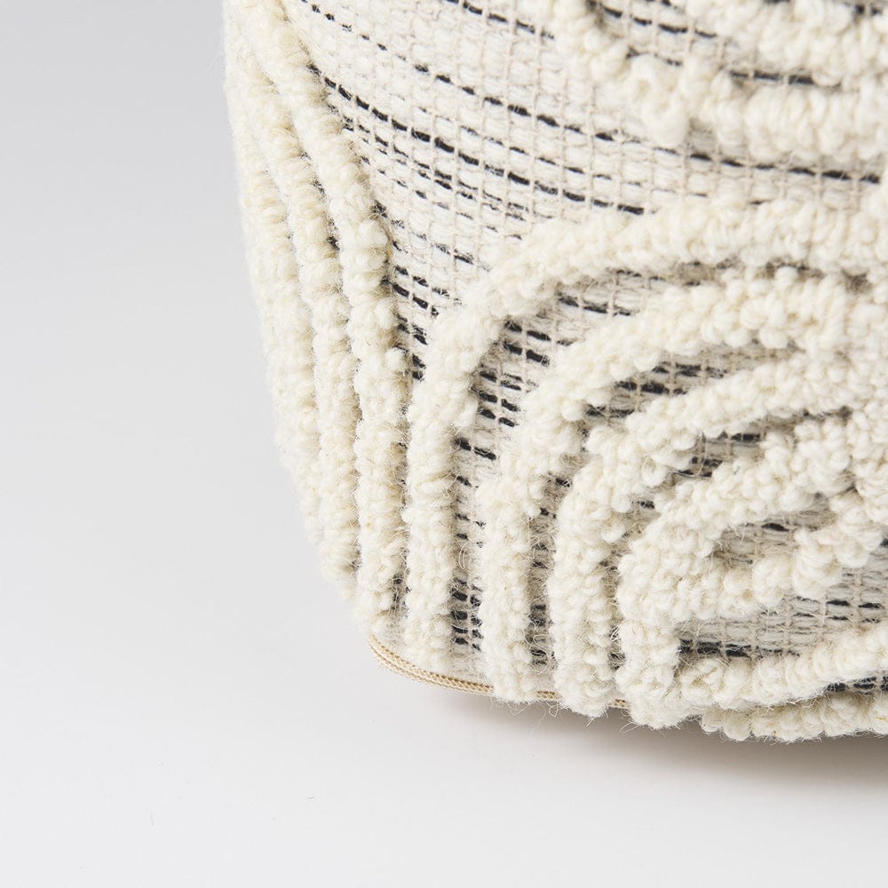 Mercana - Amaya 16.0L x 16.0W x 16.0H Cream/Black/Gray Wool and Cotton Pouf - 69507 view 8