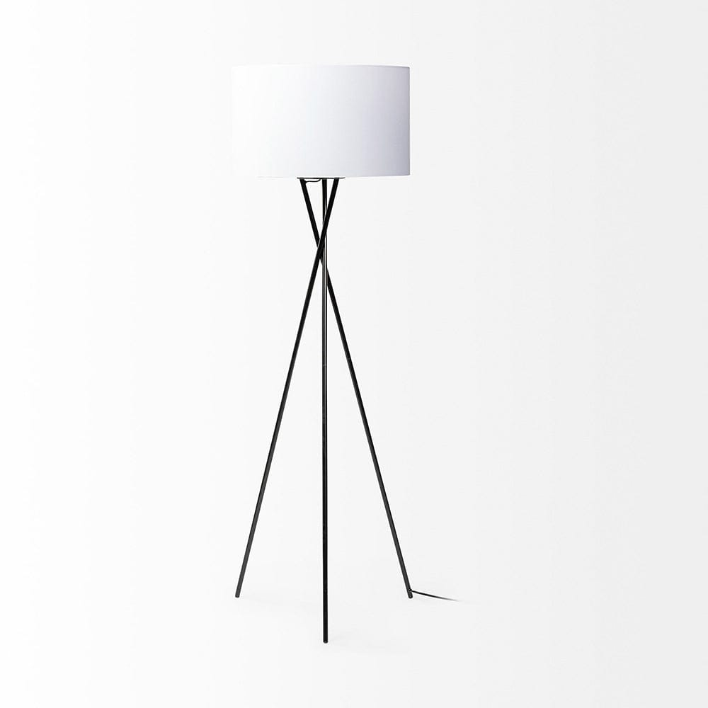 Mercana - Ambrose 20.0L x 20.0W x 61.8H Black Metal W/White Fabric Shade Floor Lamp - 68970 view 3