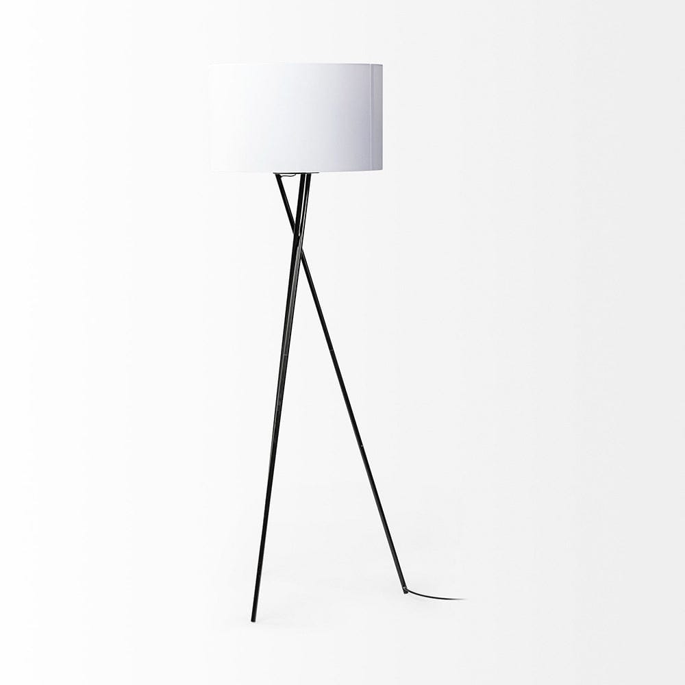 Mercana - Ambrose 20.0L x 20.0W x 61.8H Black Metal W/White Fabric Shade Floor Lamp - 68970 view 4