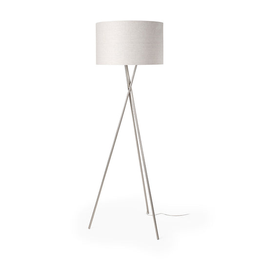 Mercana - Ambrose 20.0L x 20.0W x 61.8H Silver Metal W/Beige Fabric Shade Floor Lamp - 69844_CLOSEOUT view 1