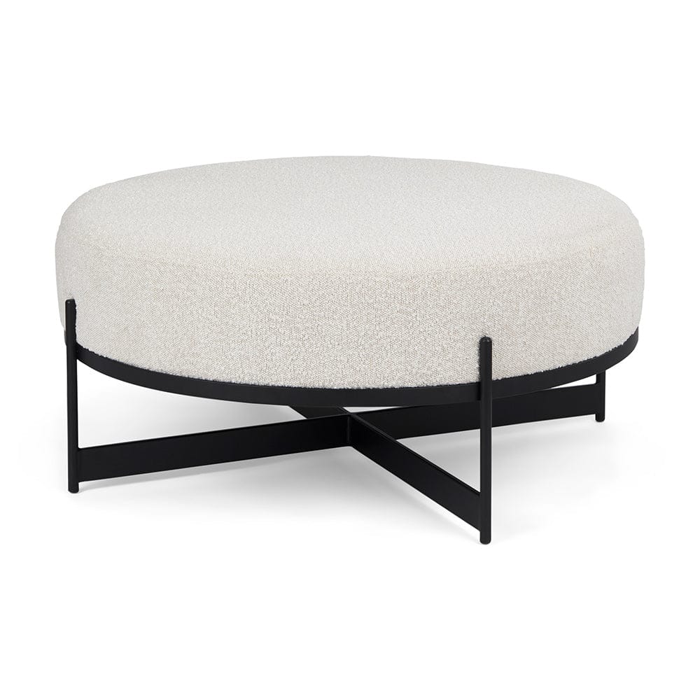 Mercana - Amelia 35.8L x 35.8W x 15.0H Cream Boucle W/Black Metal Upholstered Ottoman - 69837 view 1