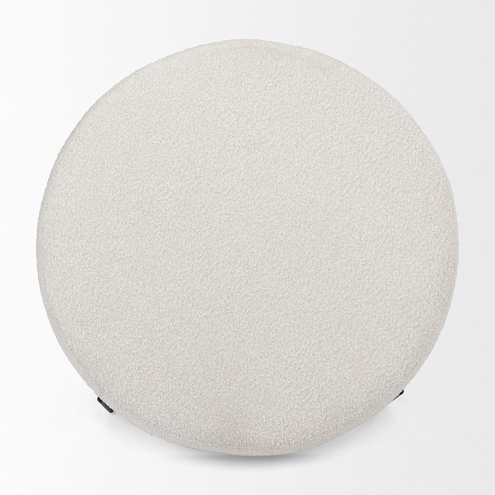 Mercana - Amelia 35.8L x 35.8W x 15.0H Cream Boucle W/Black Metal Upholstered Ottoman - 69837 view 5
