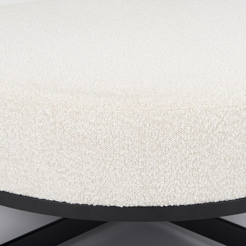 Mercana - Amelia 35.8L x 35.8W x 15.0H Cream Boucle W/Black Metal Upholstered Ottoman - 69837 view 6