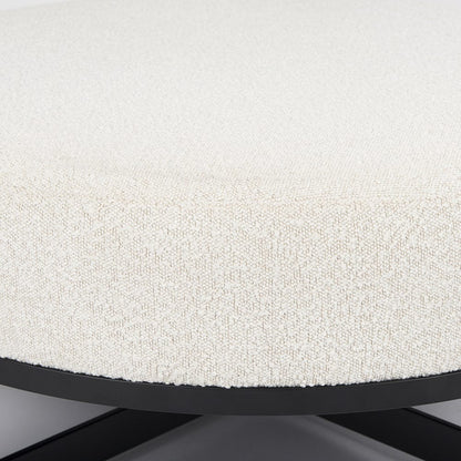 Mercana - Amelia 35.8L x 35.8W x 15.0H Cream Boucle W/Black Metal Upholstered Ottoman - 69837 view 6