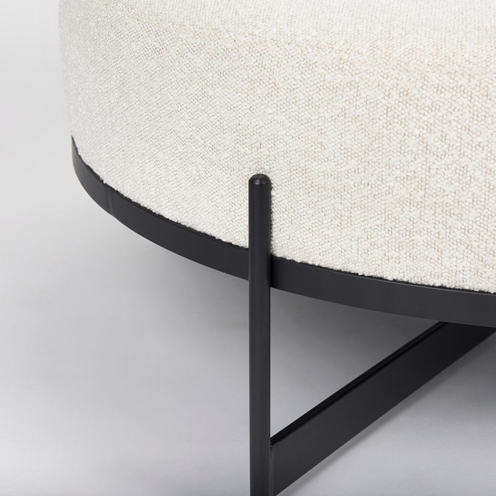 Mercana - Amelia 35.8L x 35.8W x 15.0H Cream Boucle W/Black Metal Upholstered Ottoman - 69837 view 7