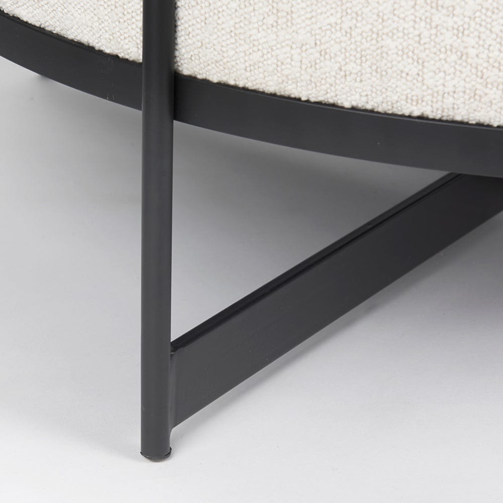 Mercana - Amelia 35.8L x 35.8W x 15.0H Cream Boucle W/Black Metal Upholstered Ottoman - 69837 view 9