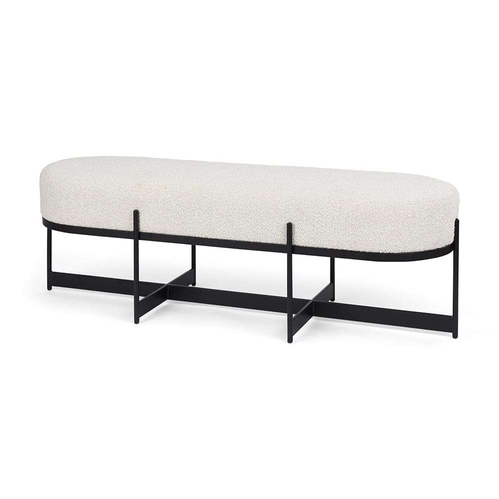 Mercana - Amelia 55.0L x 18.0W x 18.0H Cream Boucle W/Black Metal Upholstered Bench - 69836 view 1