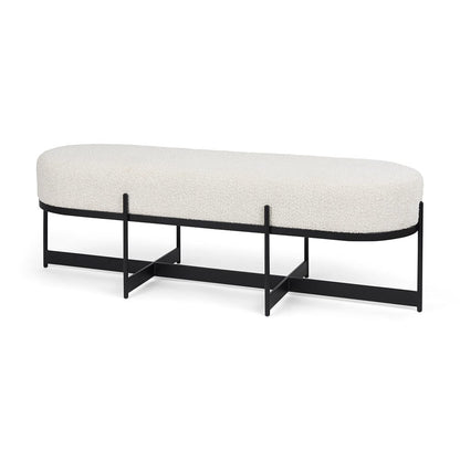 Mercana - Amelia 55.0L x 18.0W x 18.0H Cream Boucle W/Black Metal Upholstered Bench - 69836 view 1