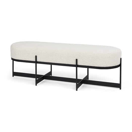 Mercana - Amelia 55.0L x 18.0W x 18.0H Cream Boucle W/Black Metal Upholstered Bench - 69836 view 1