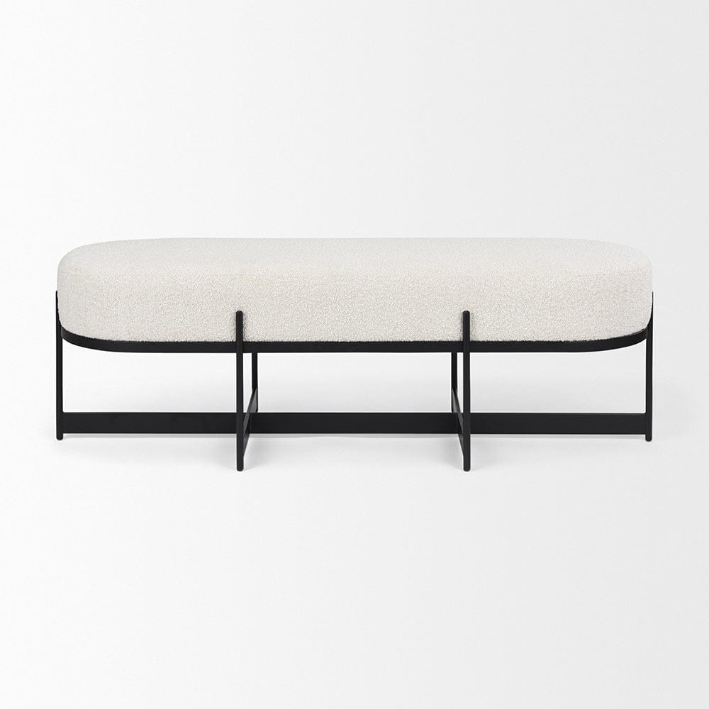 Mercana - Amelia 55.0L x 18.0W x 18.0H Cream Boucle W/Black Metal Upholstered Bench - 69836 view 2