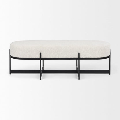 Mercana - Amelia 55.0L x 18.0W x 18.0H Cream Boucle W/Black Metal Upholstered Bench - 69836 view 2