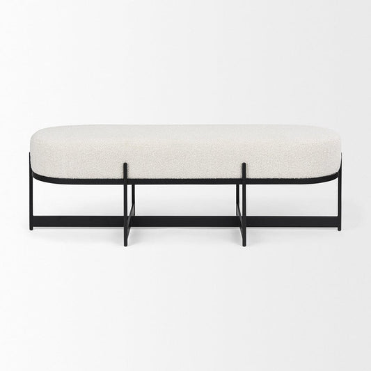 Mercana - Amelia 55.0L x 18.0W x 18.0H Cream Boucle W/Black Metal Upholstered Bench - 69836 view 2