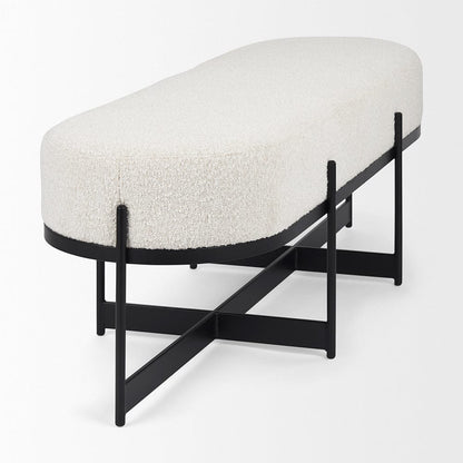 Mercana - Amelia 55.0L x 18.0W x 18.0H Cream Boucle W/Black Metal Upholstered Bench - 69836 view 4