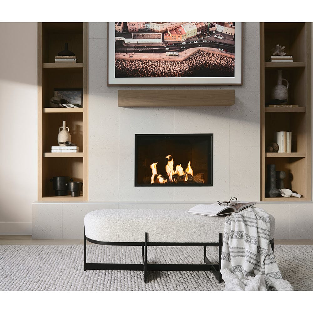 Mercana - Amelia 55.0L x 18.0W x 18.0H Cream Boucle W/Black Metal Upholstered Bench - 69836 view 11