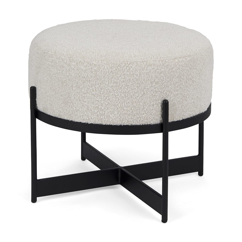 Mercana - Amelia Cream Boucle W/Black Metal Upholstered Pouf - 69838 view 1