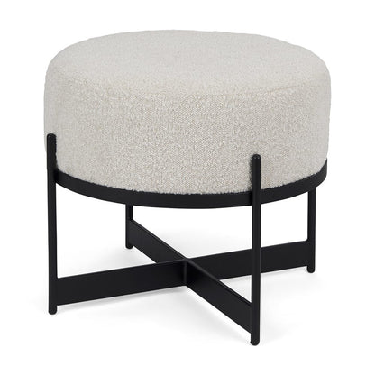 Mercana - Amelia Cream Boucle W/Black Metal Upholstered Pouf - 69838 view 1