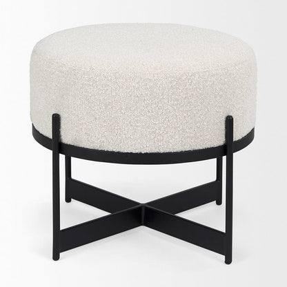 Mercana - Amelia Cream Boucle W/Black Metal Upholstered Pouf - 69838 view 2