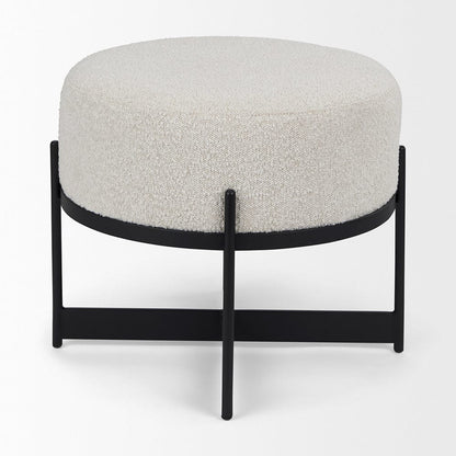 Mercana - Amelia Cream Boucle W/Black Metal Upholstered Pouf - 69838 view 3