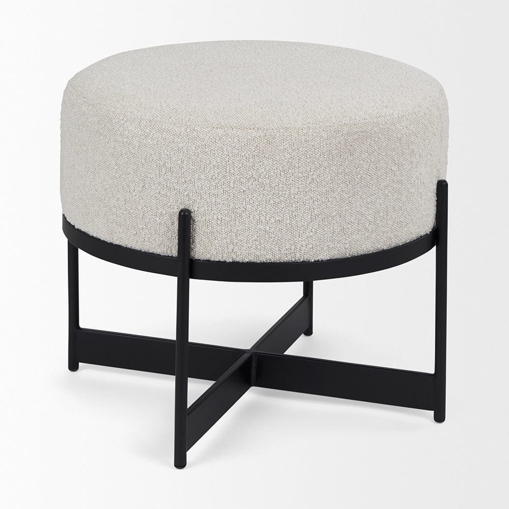 Mercana - Amelia Cream Boucle W/Black Metal Upholstered Pouf - 69838 view 4