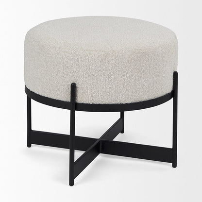 Mercana - Amelia Cream Boucle W/Black Metal Upholstered Pouf - 69838 view 4