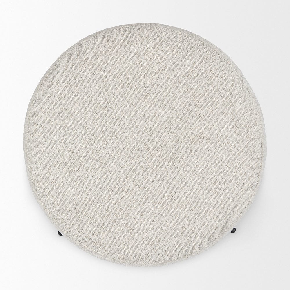 Mercana - Amelia Cream Boucle W/Black Metal Upholstered Pouf - 69838 view 5