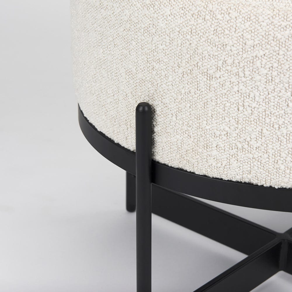 Mercana - Amelia Cream Boucle W/Black Metal Upholstered Pouf - 69838 view 7