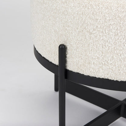 Mercana - Amelia Cream Boucle W/Black Metal Upholstered Pouf - 69838 view 7
