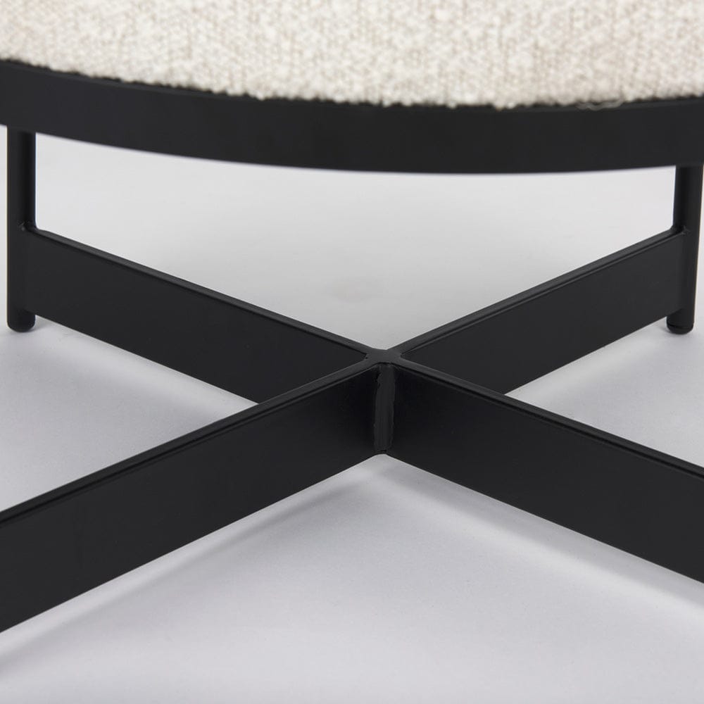 Mercana - Amelia Cream Boucle W/Black Metal Upholstered Pouf - 69838 view 9