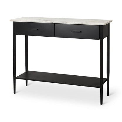 Mercana - Amika White Marble Top Black Metal Base Console Table - 69937-AB view 1