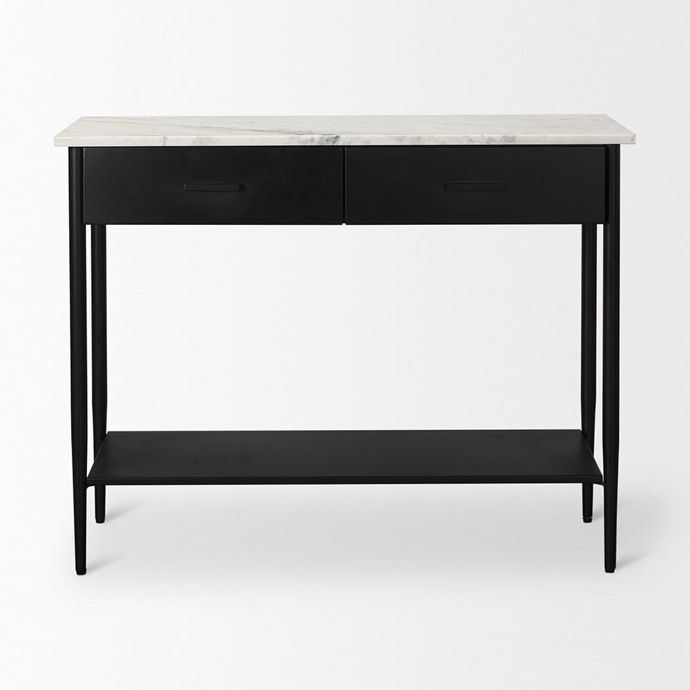 Mercana - Amika White Marble Top Black Metal Base Console Table - 69937-AB view 2