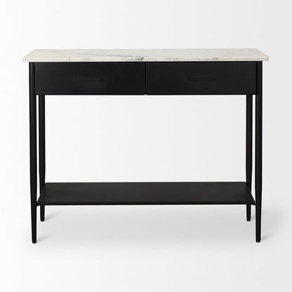 Mercana - Amika White Marble Top Black Metal Base Console Table - 69937-AB view 2