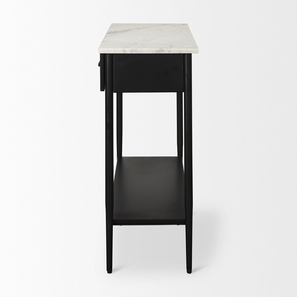 Mercana - Amika White Marble Top Black Metal Base Console Table - 69937-AB view 3