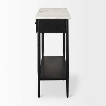 Mercana - Amika White Marble Top Black Metal Base Console Table - 69937-AB view 3