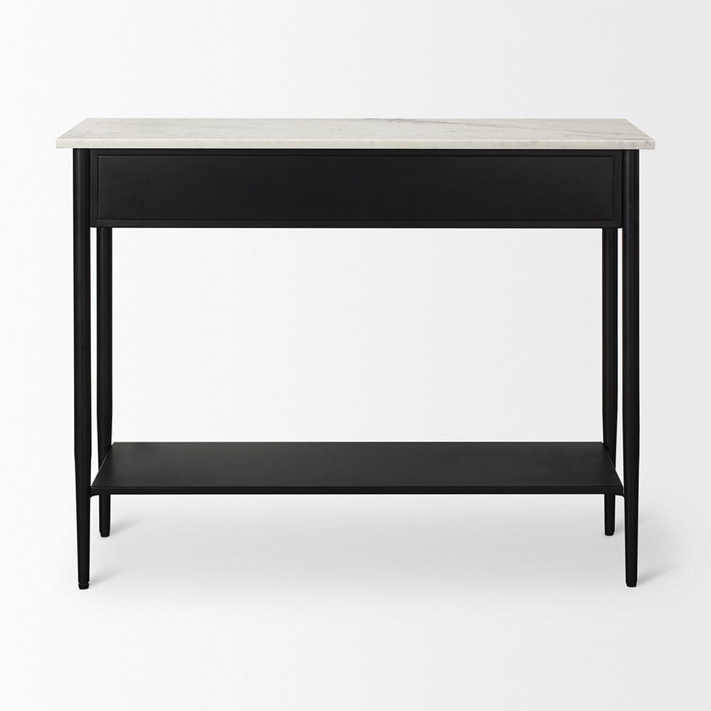 Mercana - Amika White Marble Top Black Metal Base Console Table - 69937-AB view 4