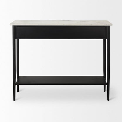 Mercana - Amika White Marble Top Black Metal Base Console Table - 69937-AB view 4