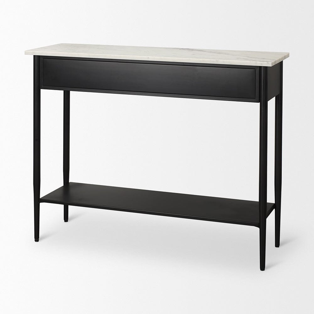 Mercana - Amika White Marble Top Black Metal Base Console Table - 69937-AB view 5