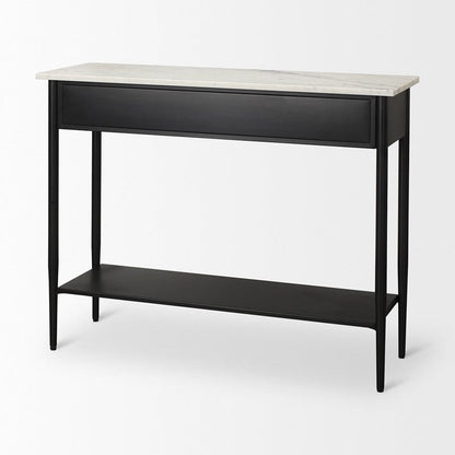 Mercana - Amika White Marble Top Black Metal Base Console Table - 69937-AB view 5