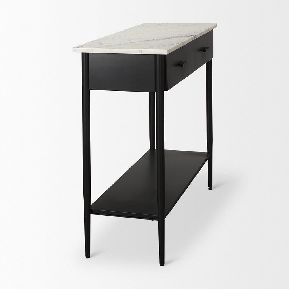 Mercana - Amika White Marble Top Black Metal Base Console Table - 69937-AB view 6