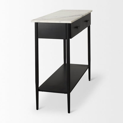Mercana - Amika White Marble Top Black Metal Base Console Table - 69937-AB view 6