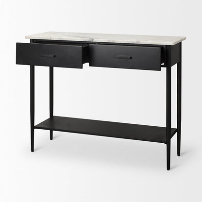 Mercana - Amika White Marble Top Black Metal Base Console Table - 69937-AB view 7