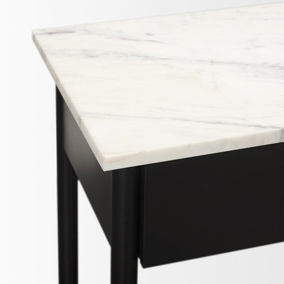 Mercana - Amika White Marble Top Black Metal Base Console Table - 69937-AB view 8