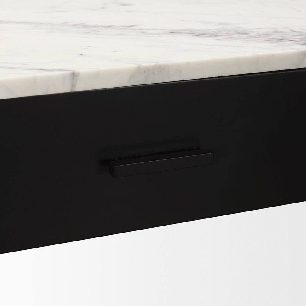 Mercana - Amika White Marble Top Black Metal Base Console Table - 69937-AB view 9