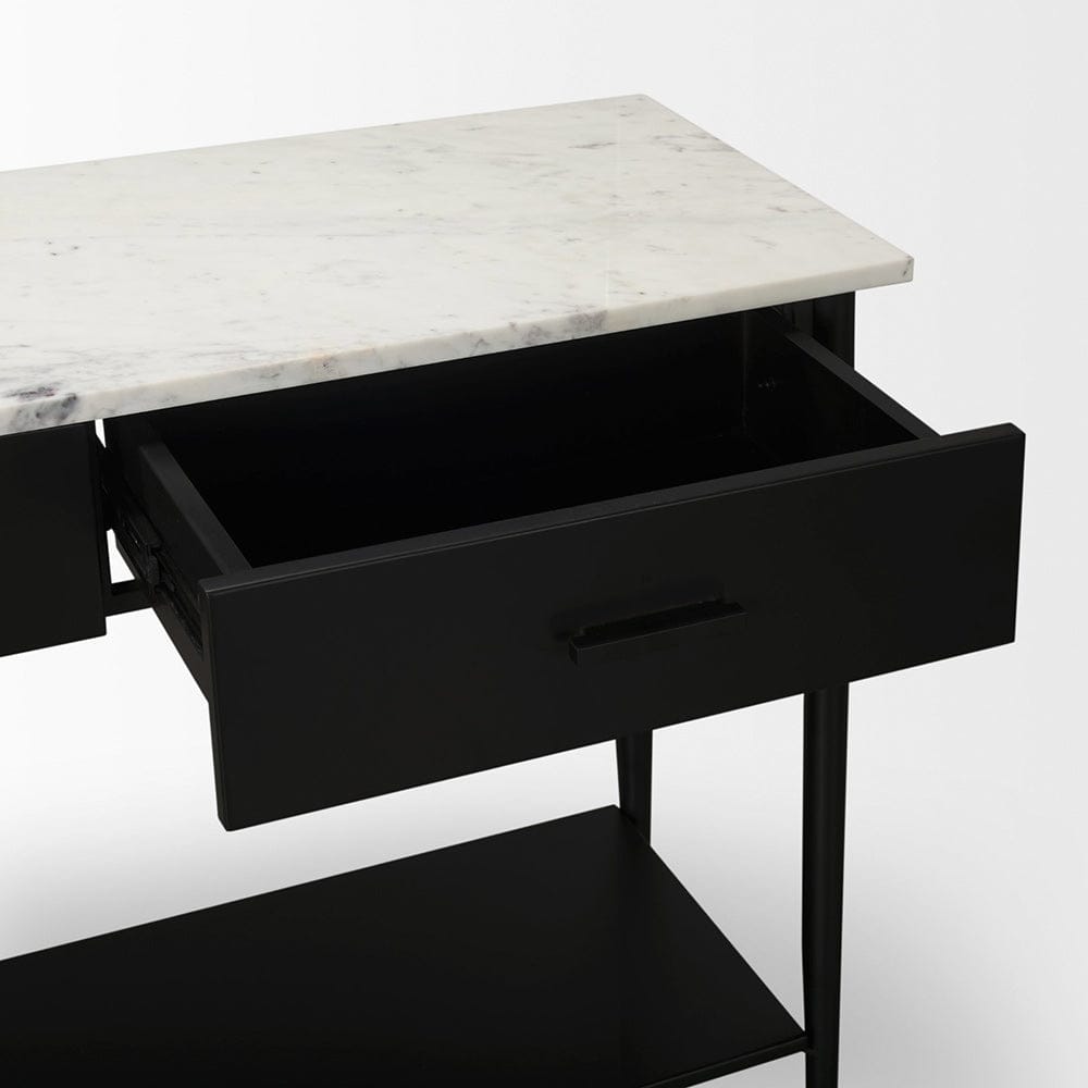 Mercana - Amika White Marble Top Black Metal Base Console Table - 69937-AB view 10