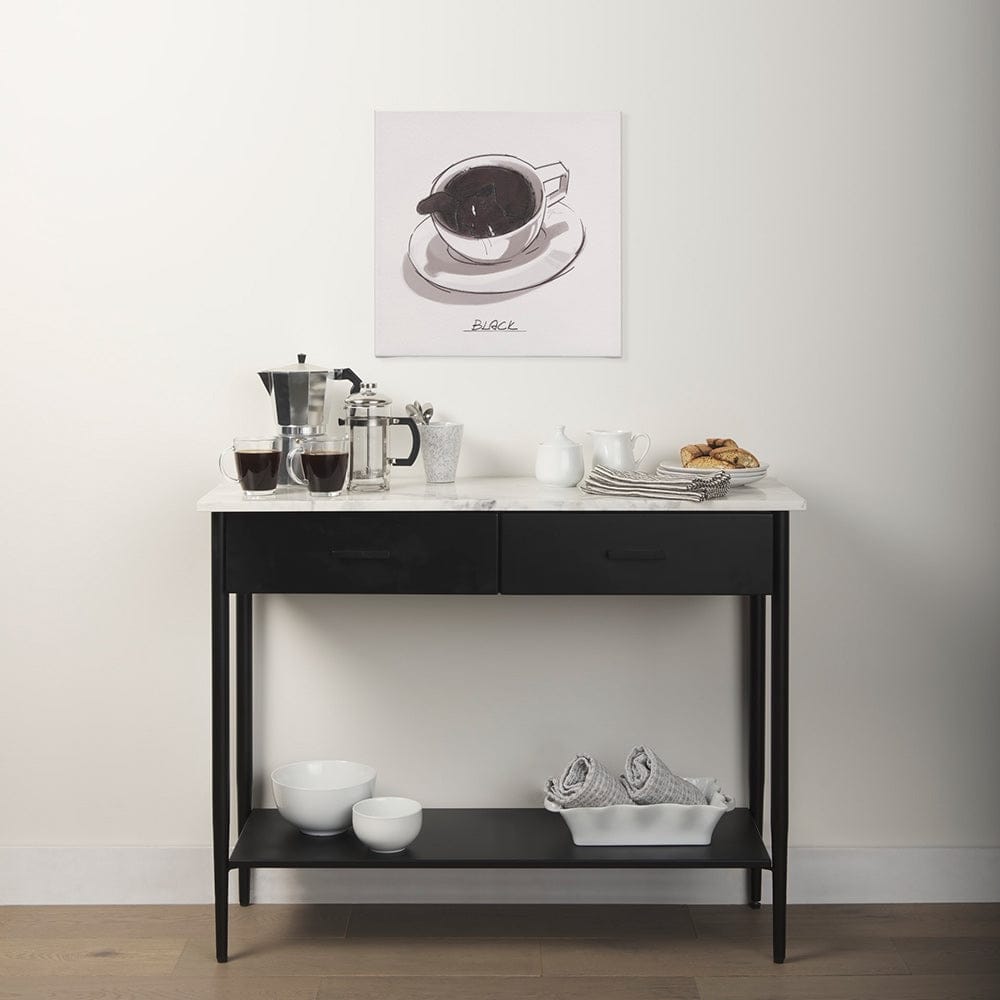 Mercana - Amika White Marble Top Black Metal Base Console Table - 69937-AB view 13