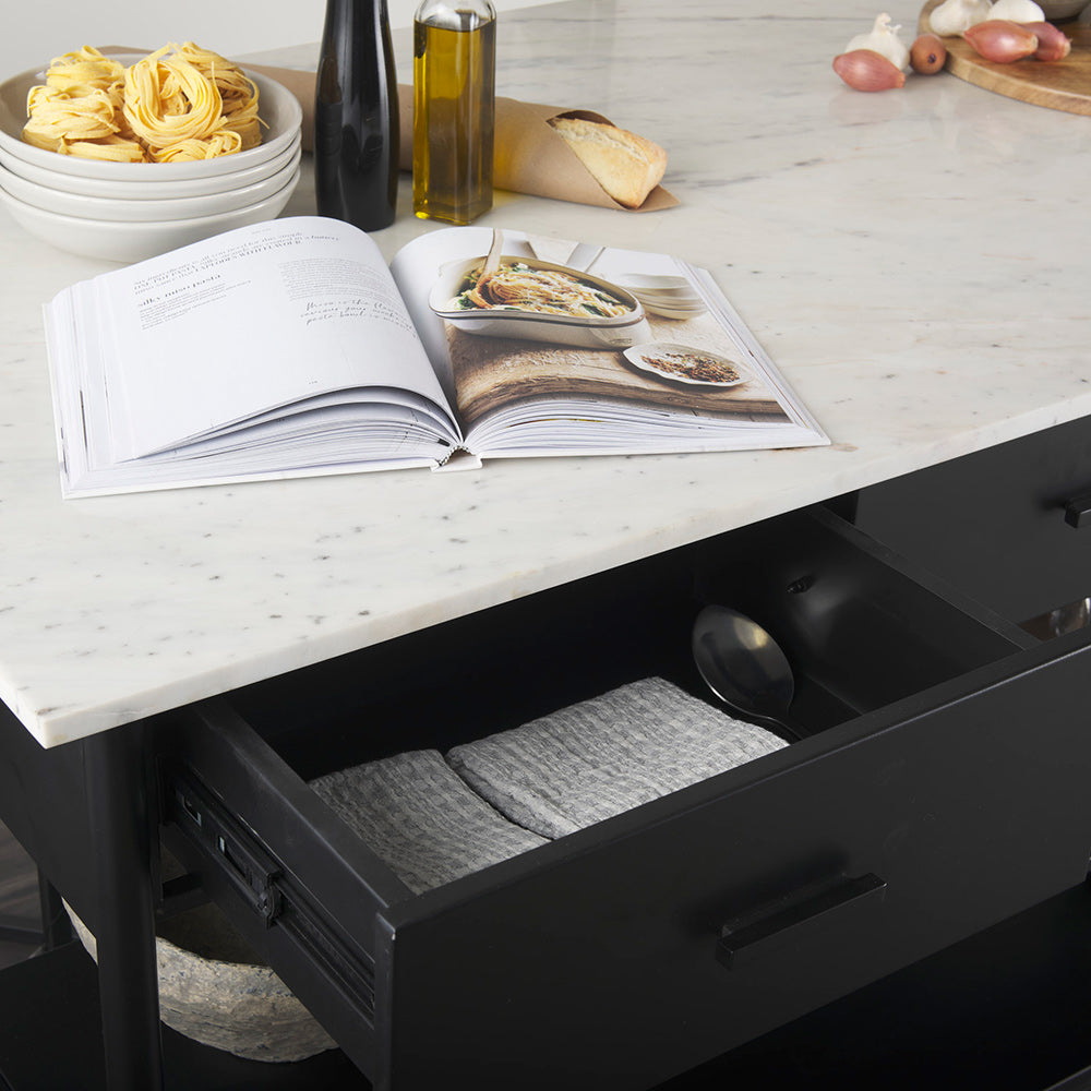 Mercana - Amika White Marble Top Black Metal Base Kitchen Island - 69936-AB view 14